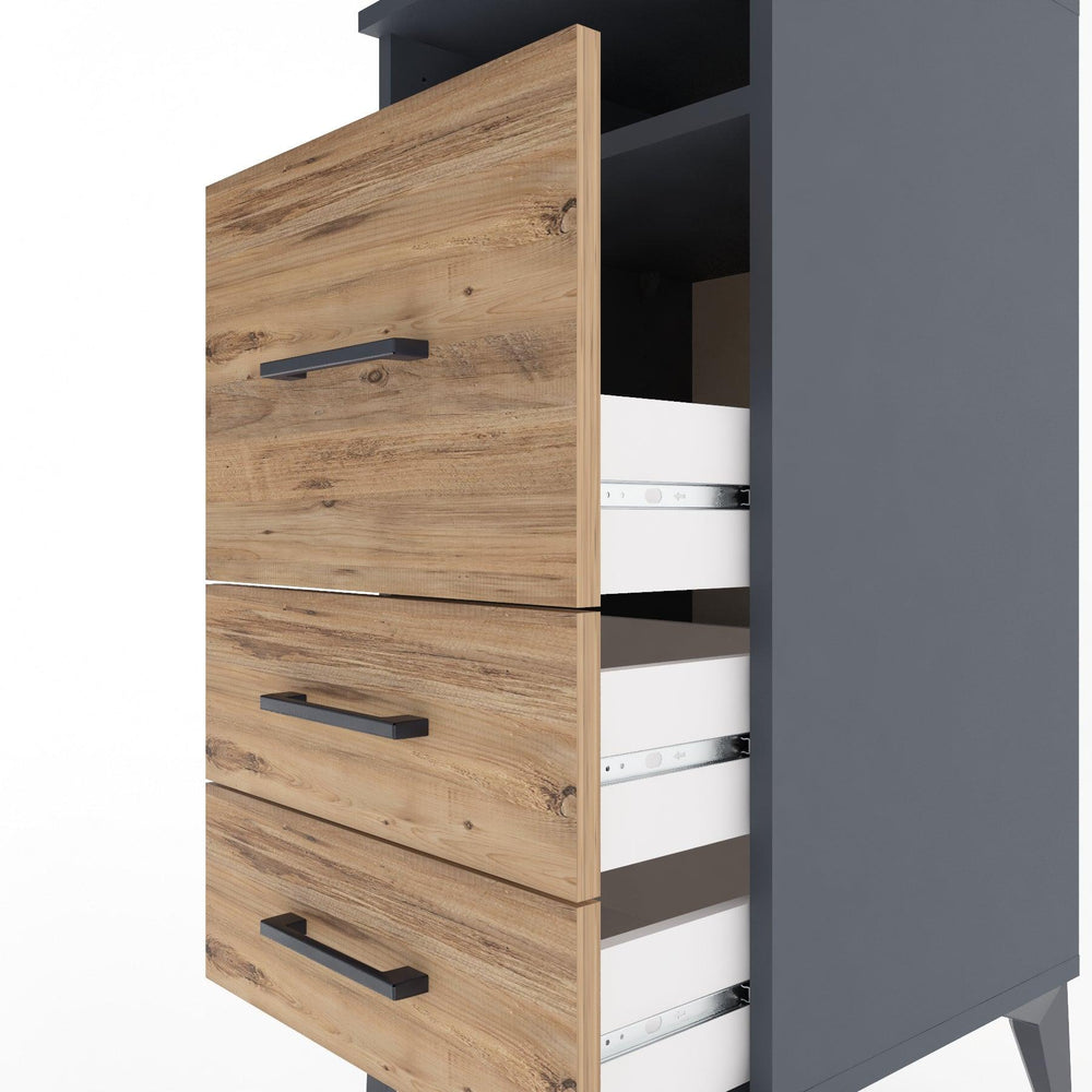 Woodntry Modular Nightstand Anthracite 44x44x84 cm with Drawers and Shelves CR9-2