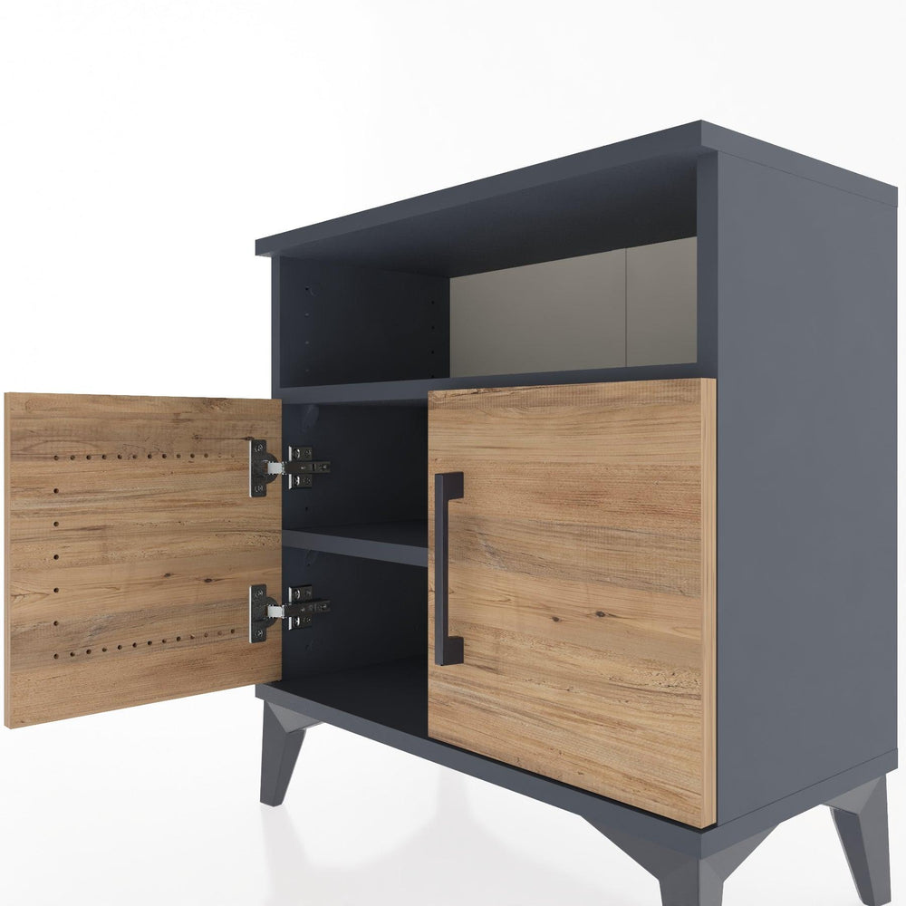 Woodntry Modüler Komodin Antrasit 60x30x52 cm Kapaklı ve Raflı KR9-2