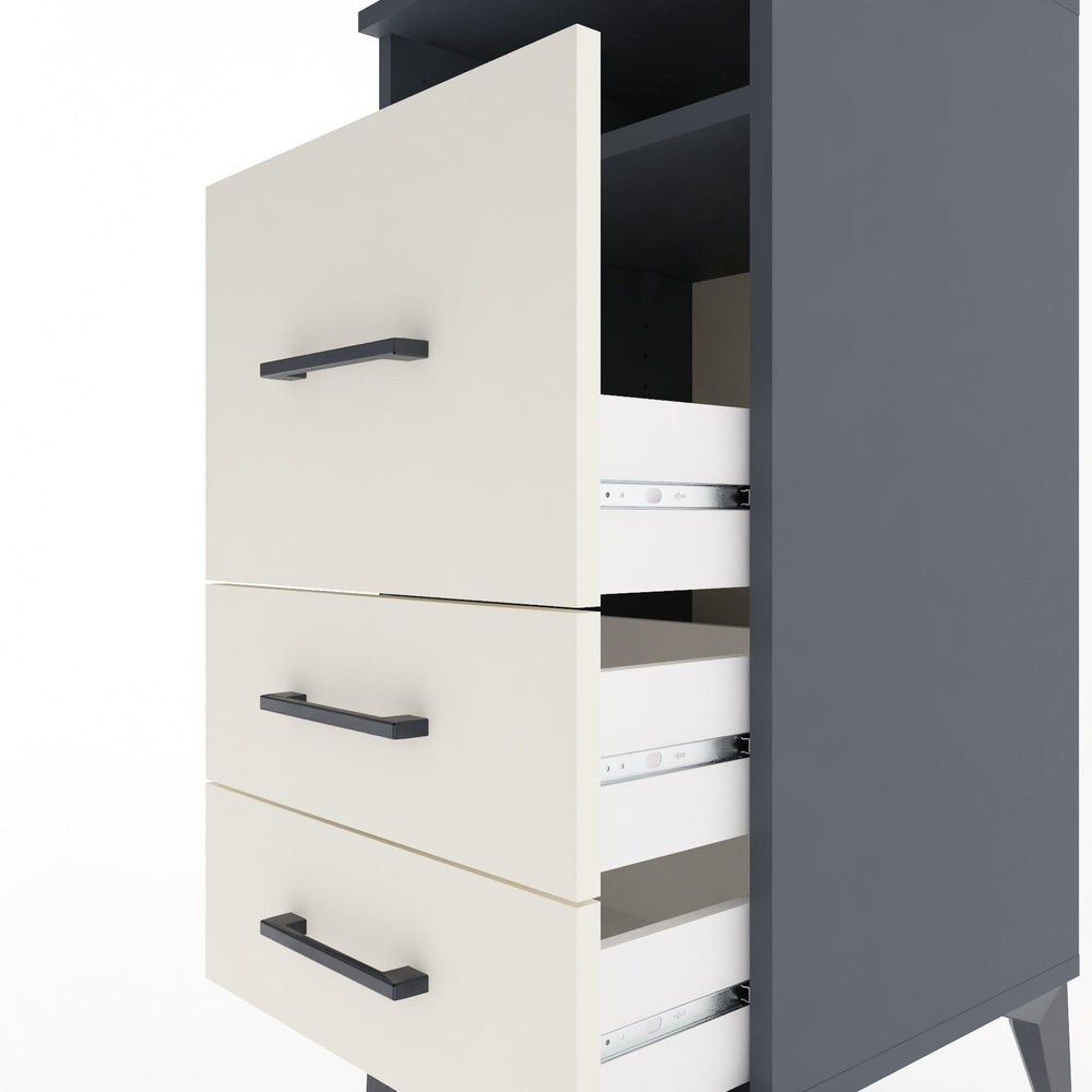 Woodntry Modular Nightstand Anthracite 44x44x84 cm with Drawers and Shelves CR9-2