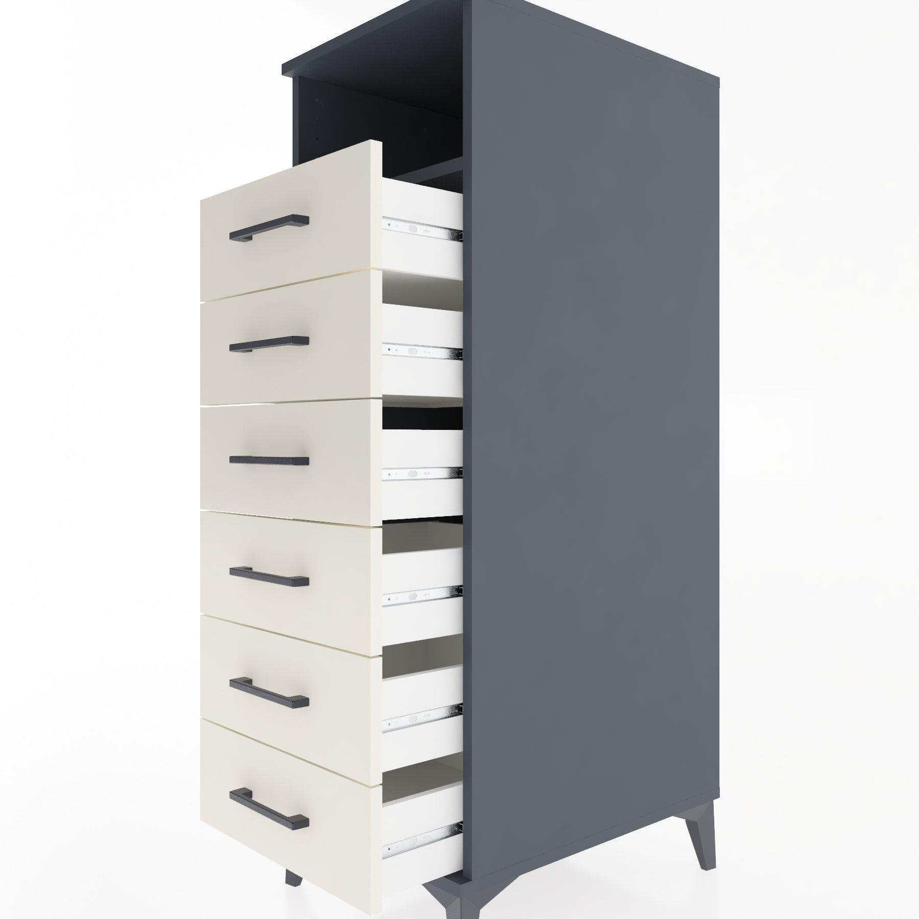Woodntry Modular Cabinet Anthracite 44x30x122 cm with Drawers and Shelves CR59-2