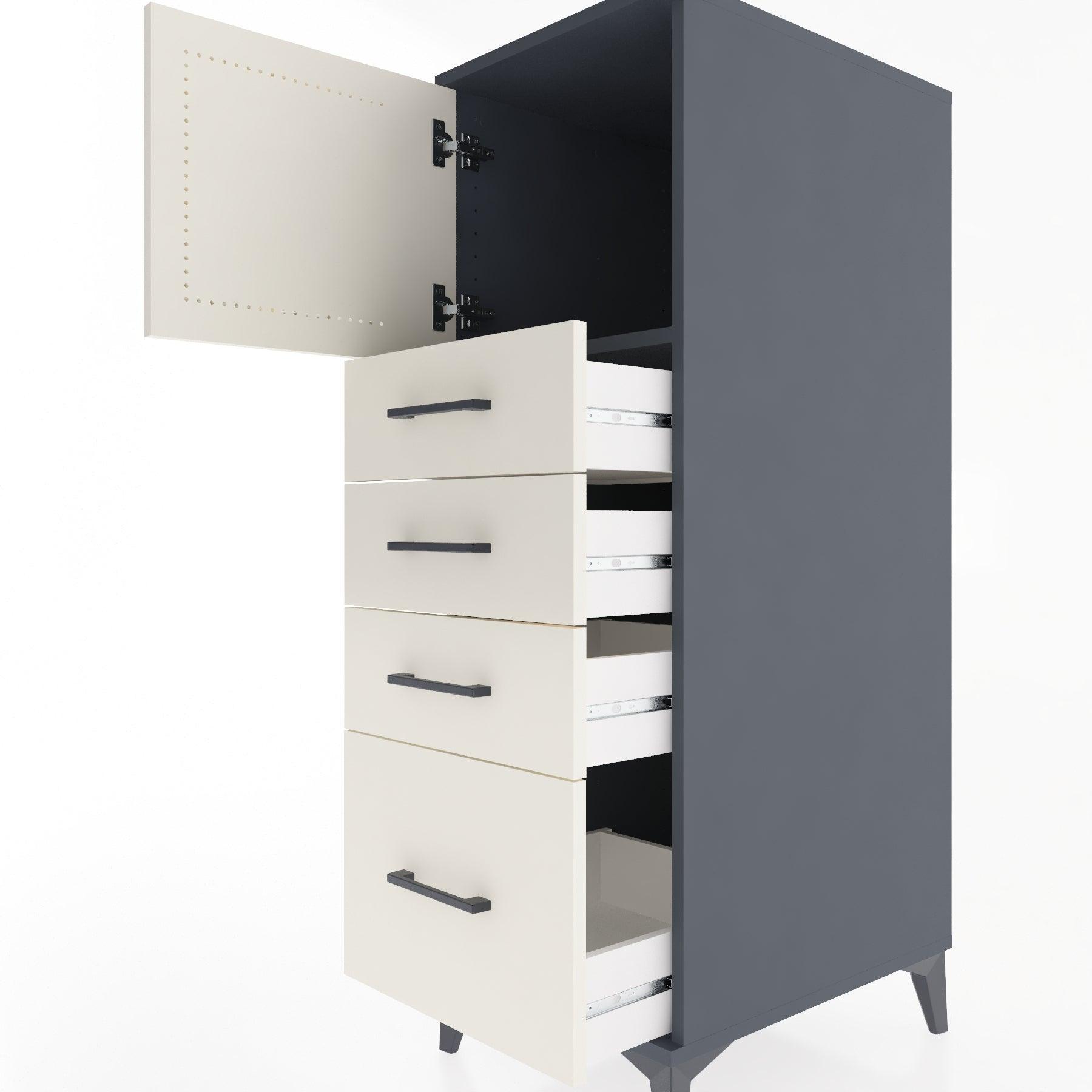 Woodntry Modular Cabinet Anthracite 44x30x122 cm with Doors and Drawers KC9-2