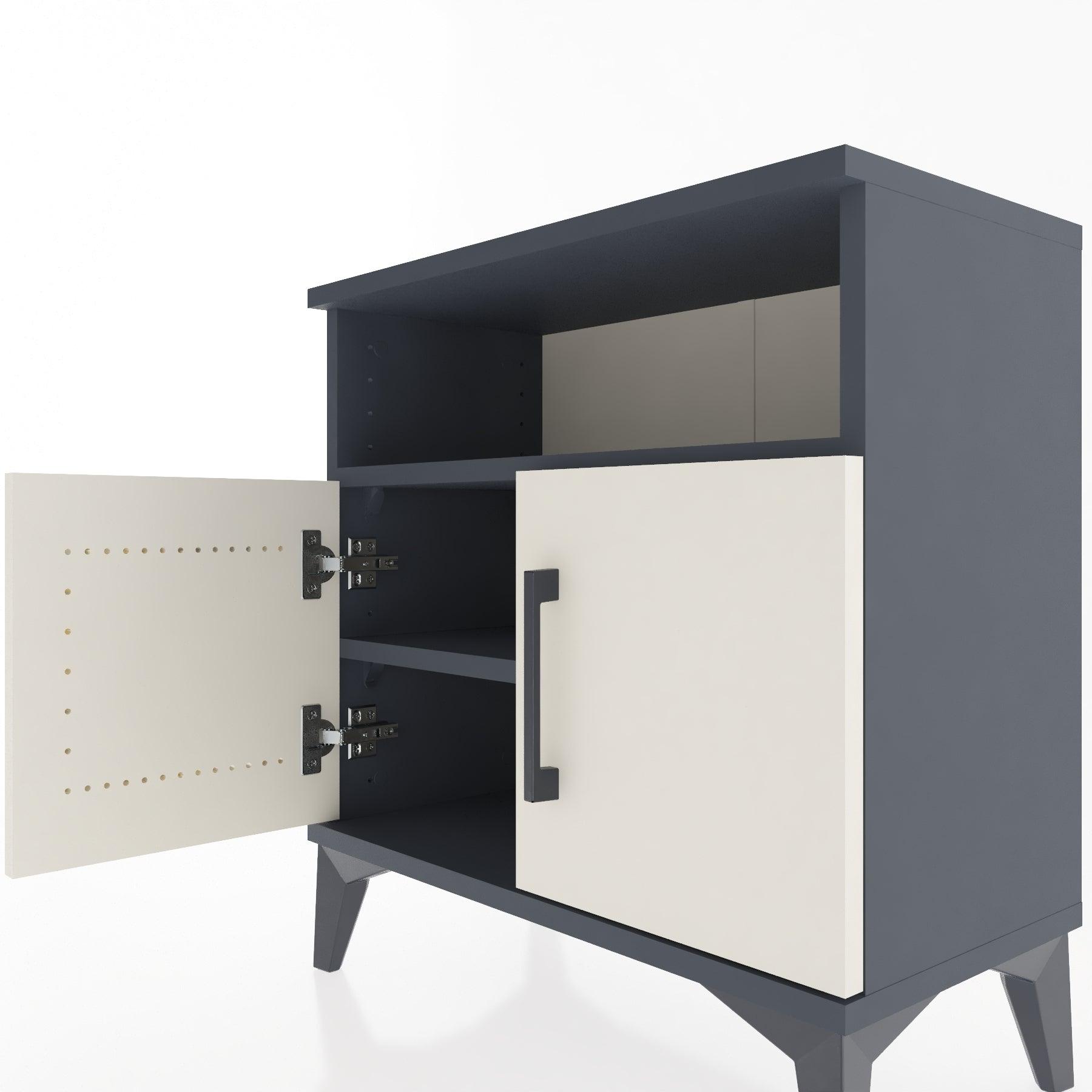 Woodntry Modular Nightstand Anthracite 60x30x52 cm with Cover and Shelf KR9-2