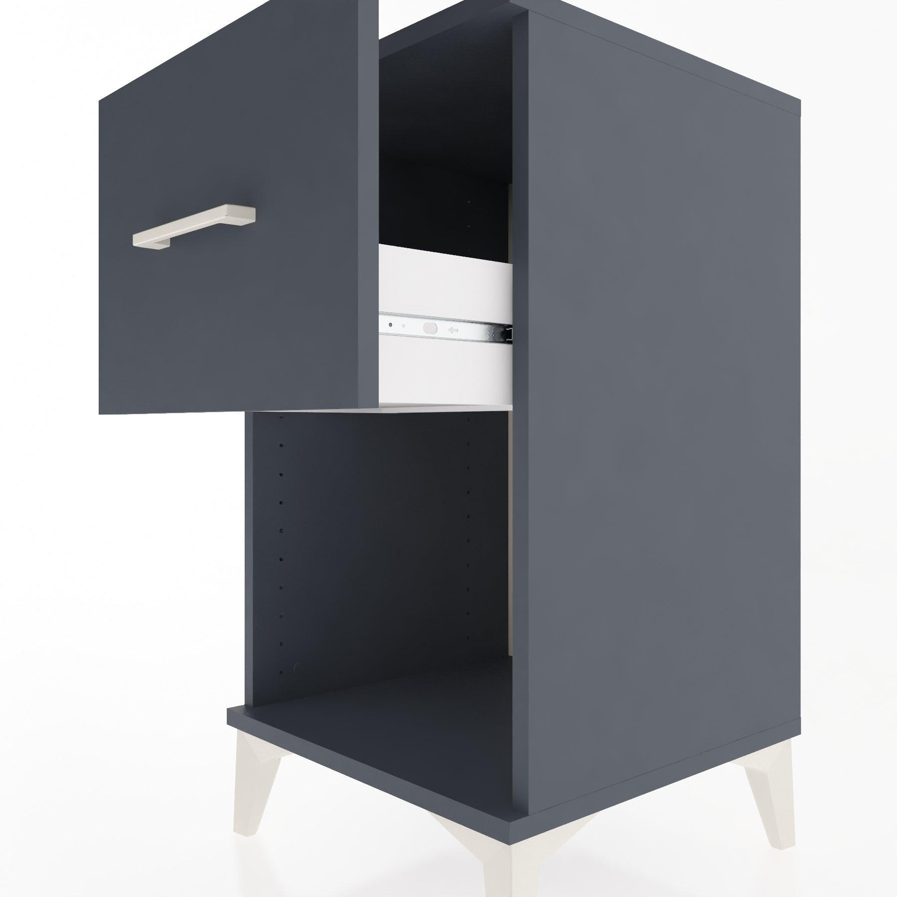 Woodntry Modular Nightstand Anthracite 44x44x68 cm with Drawers and Shelves CR9-2