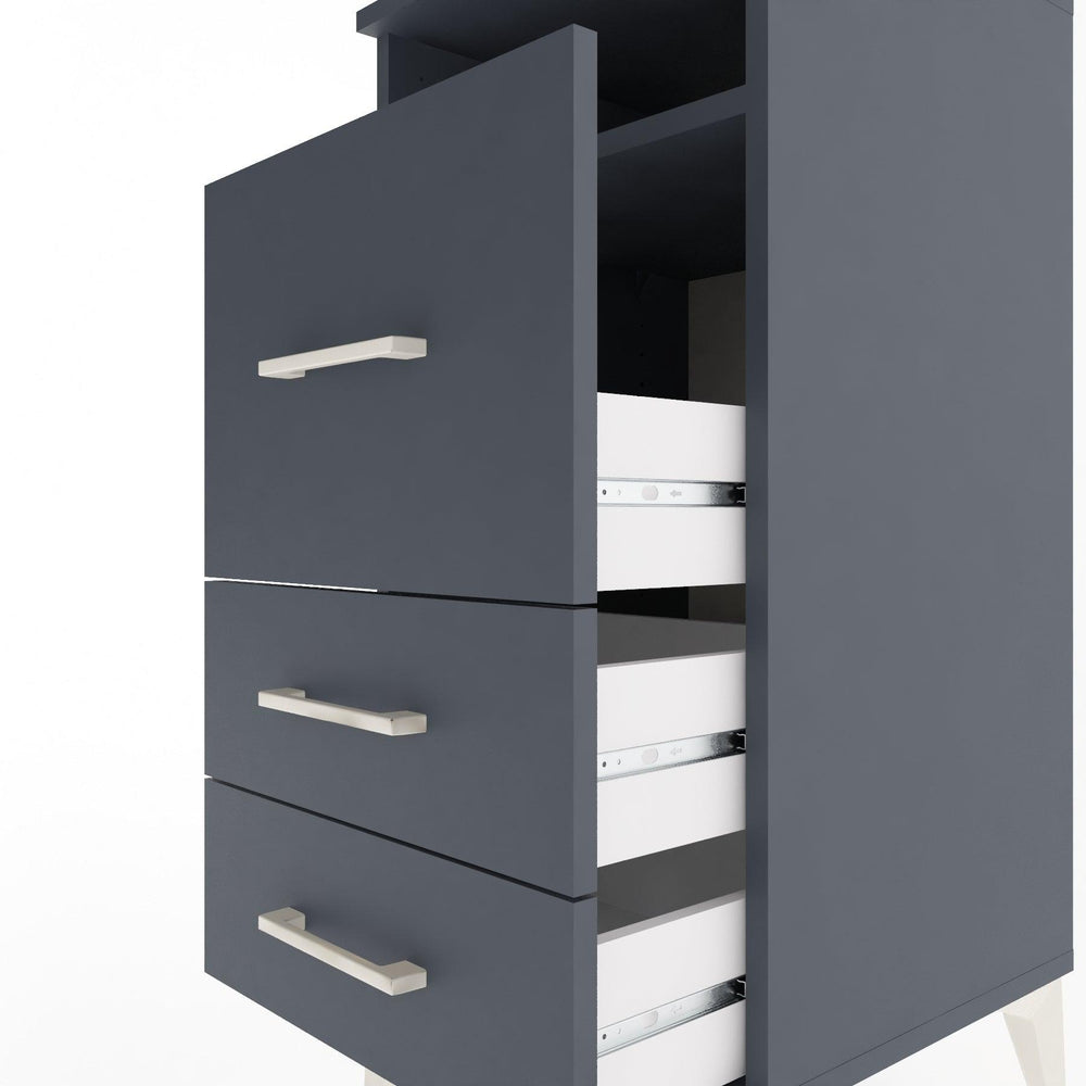 Woodntry Modular Nightstand Anthracite 44x44x84 cm with Drawers and Shelves CR9-2