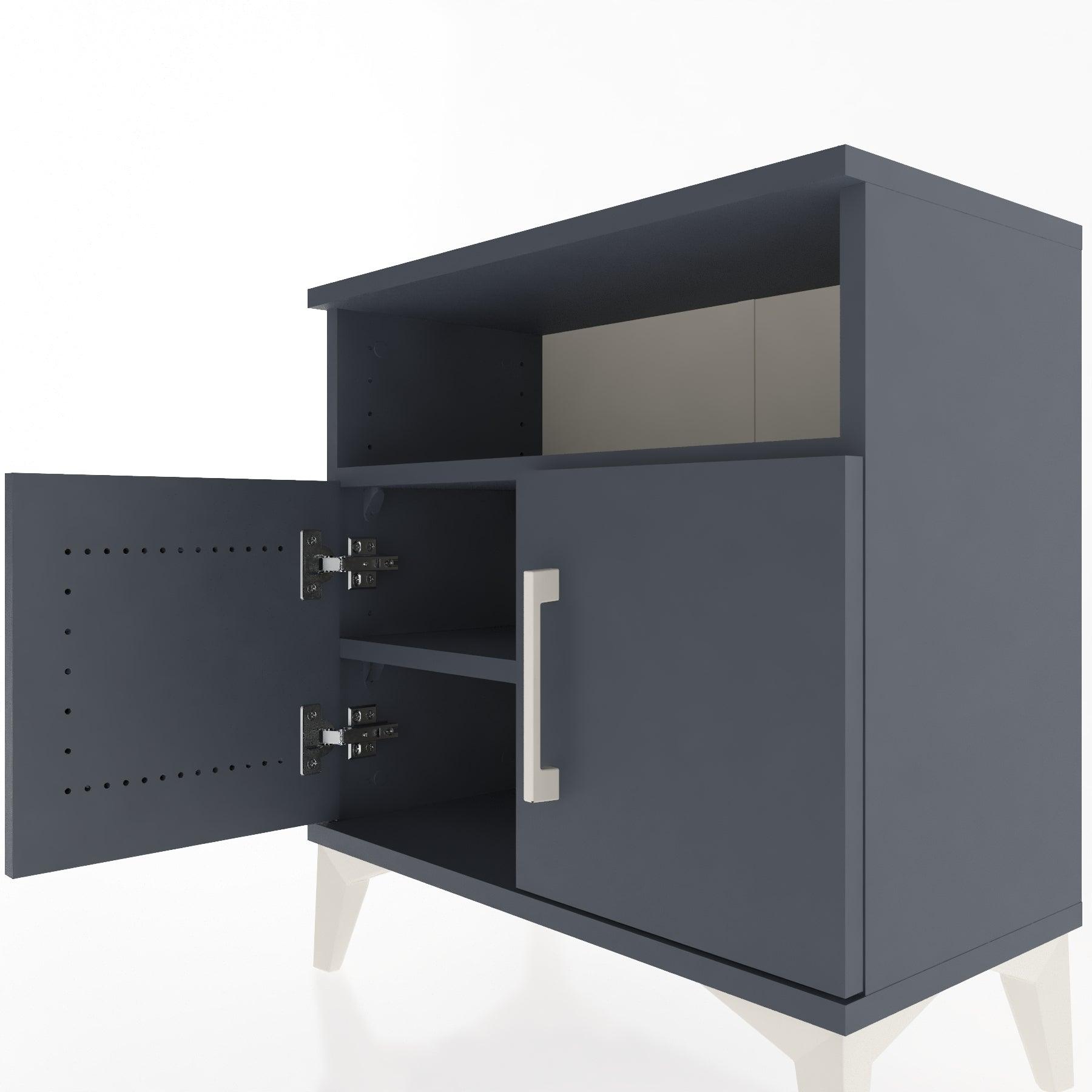 Woodntry Modular Nightstand Anthracite 60x30x52 cm with Cover and Shelf KR9-2