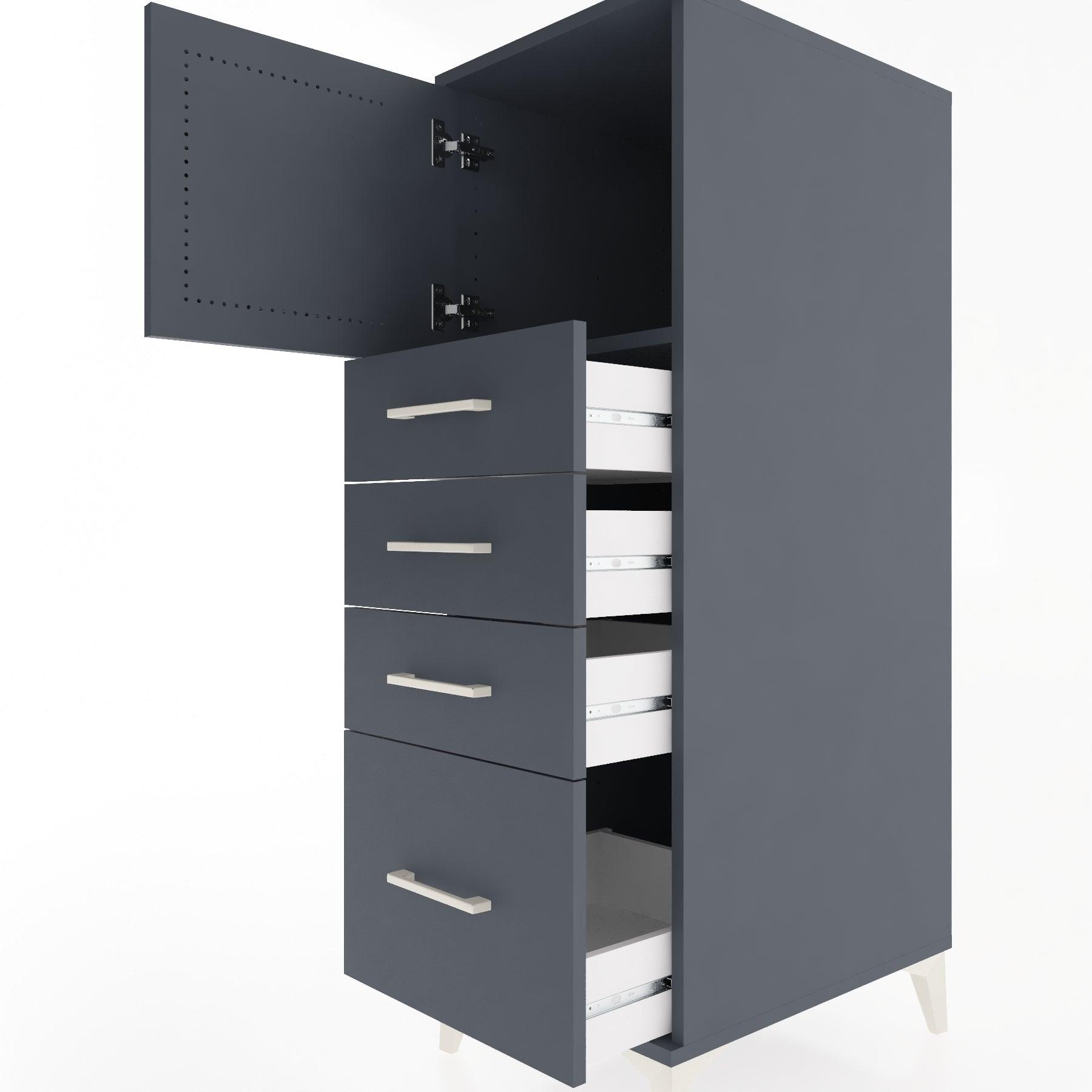 Woodntry Modular Cabinet Anthracite 44x30x122 cm with Doors and Drawers KC9-2