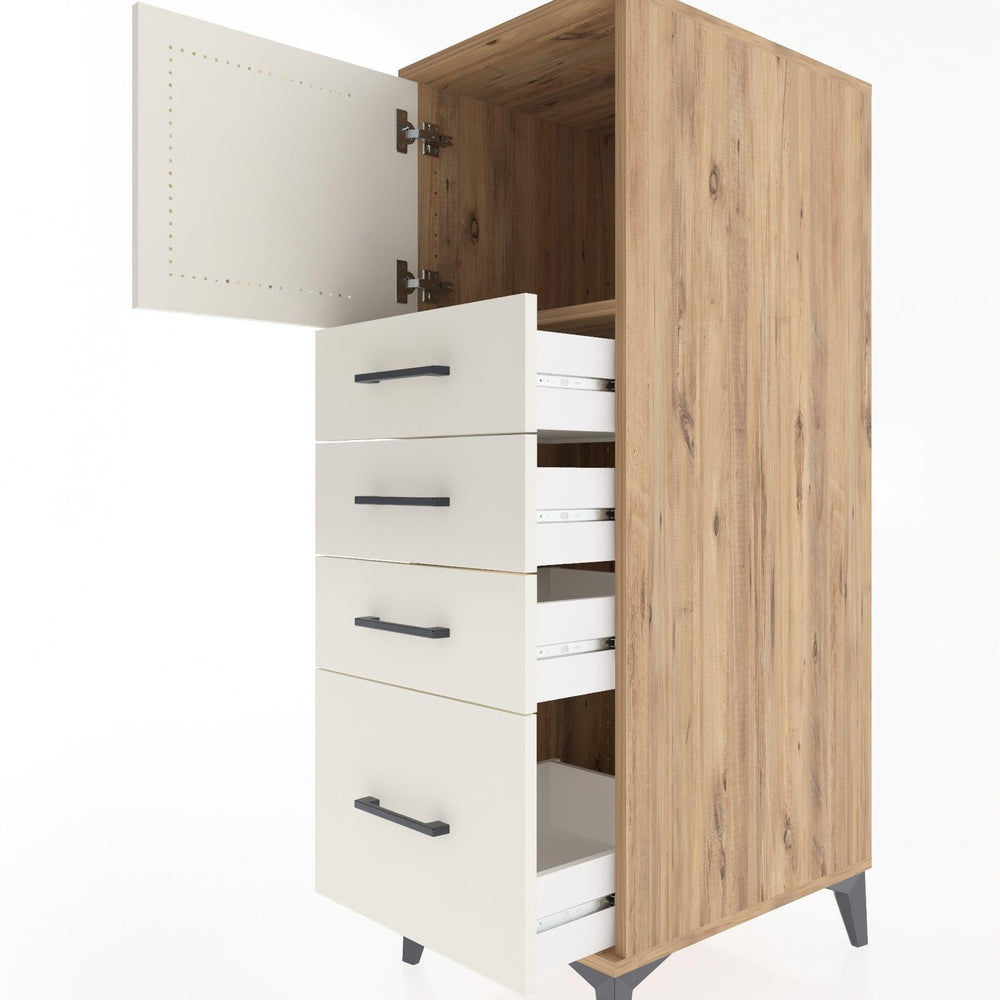 Woodntry Modular Cabinet Pine 44x30x122 cm with Doors and Drawers KC9-3