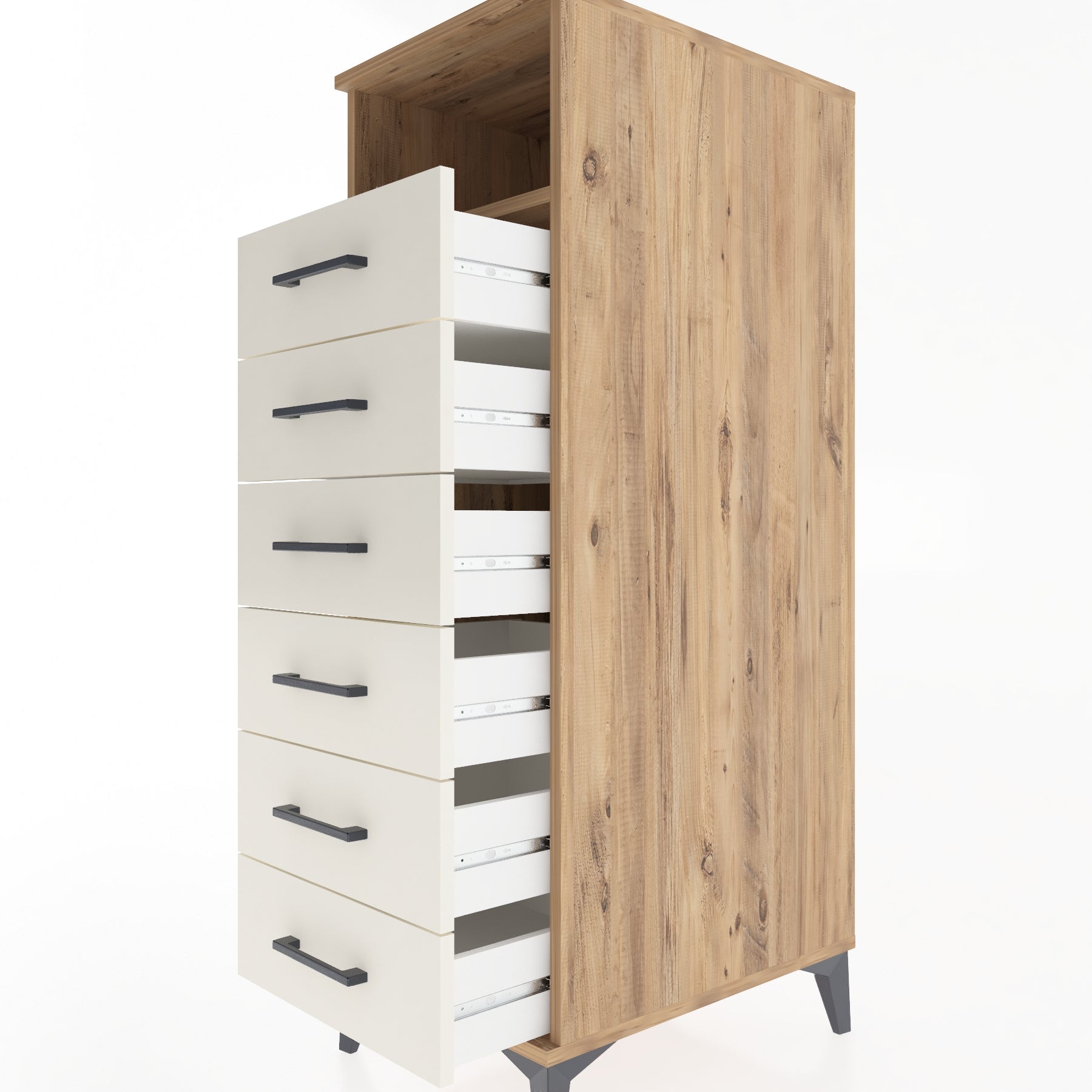 Woodntry Modular Cabinet Pine 44x59x122 cm with Drawers and Shelves CR59-3