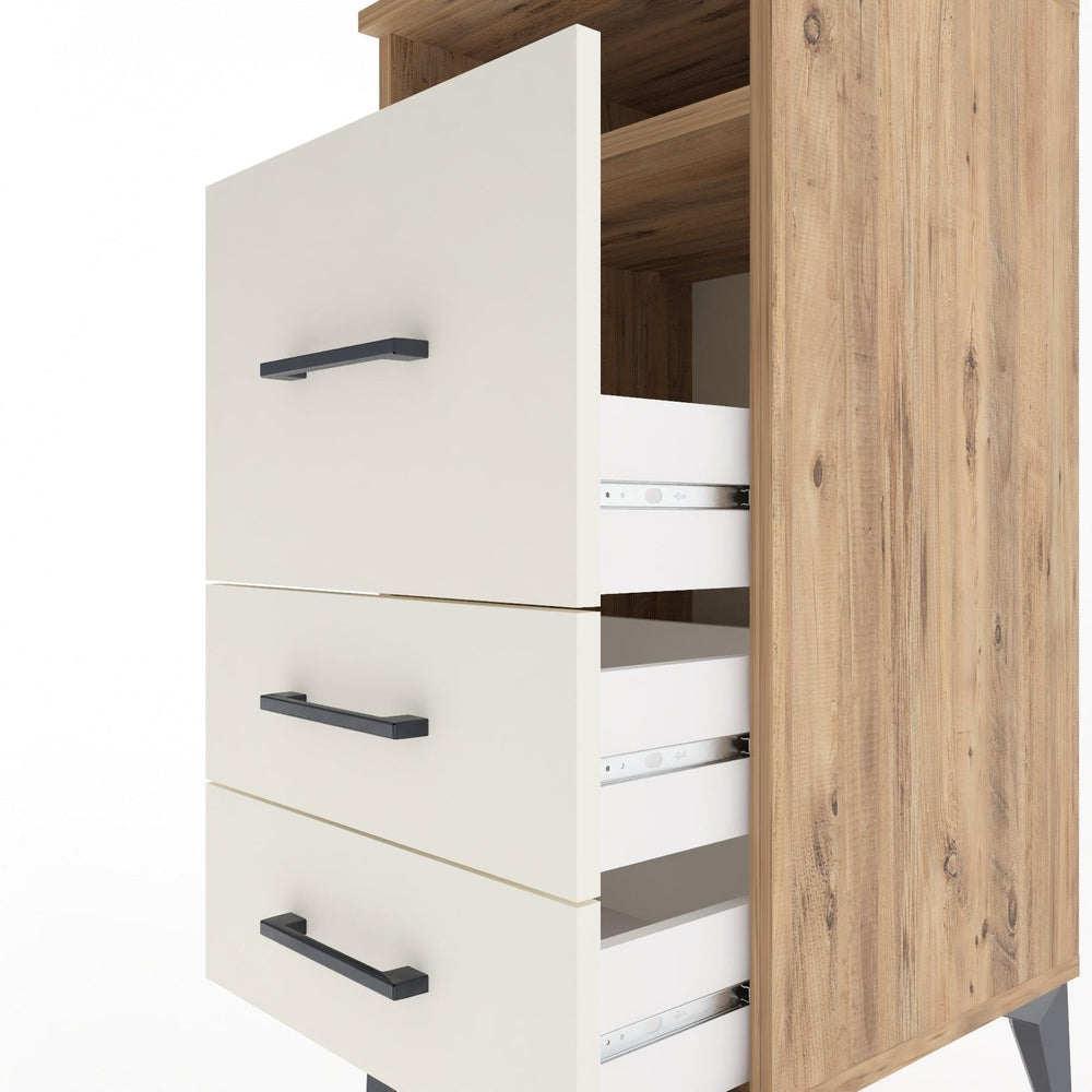 Woodntry Modüler Komodin Çam 44x44x84 cm Çekmeceli ve Raflı CR9-3