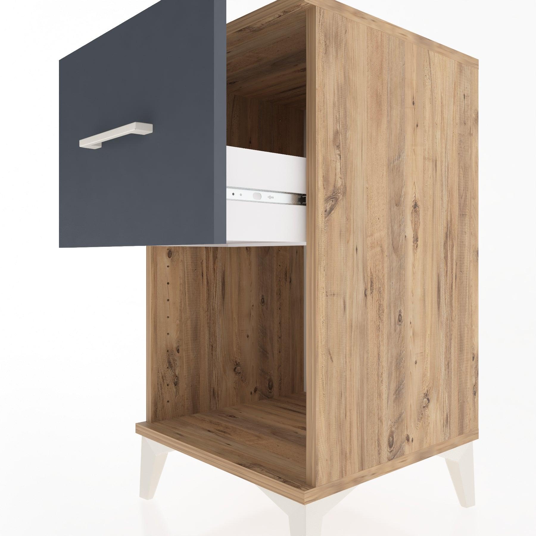 Woodntry Modular Nightstand Pine 44x44x68 cm with Drawers and Shelves CR9-3
