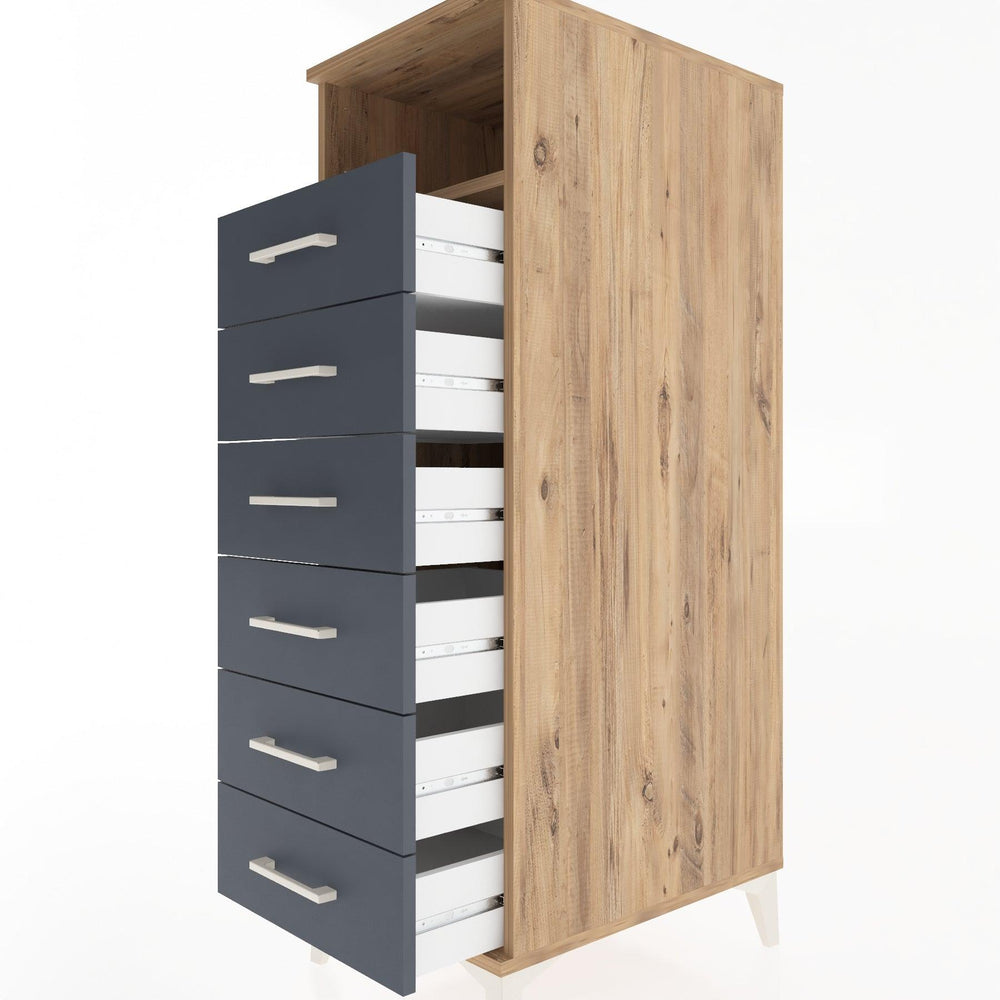 Woodntry Modular Cabinet Pine 44x30x122 cm with Drawers and Shelves CR59-3