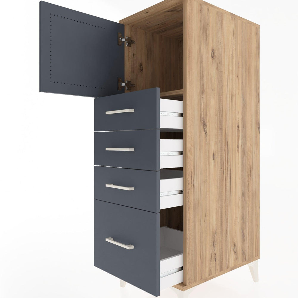 Woodntry Modular Cabinet Pine 44x30x122 cm with Doors and Drawers KC9-3