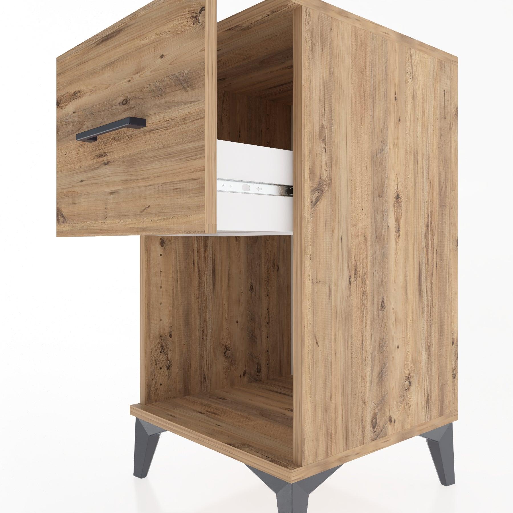 Woodntry Modular Nightstand Pine 44x44x68 cm with Drawers and Shelves CR9-3