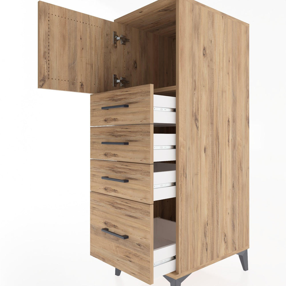 Woodntry Modular Cabinet Pine 44x30x122 cm with Doors and Drawers KC9-3