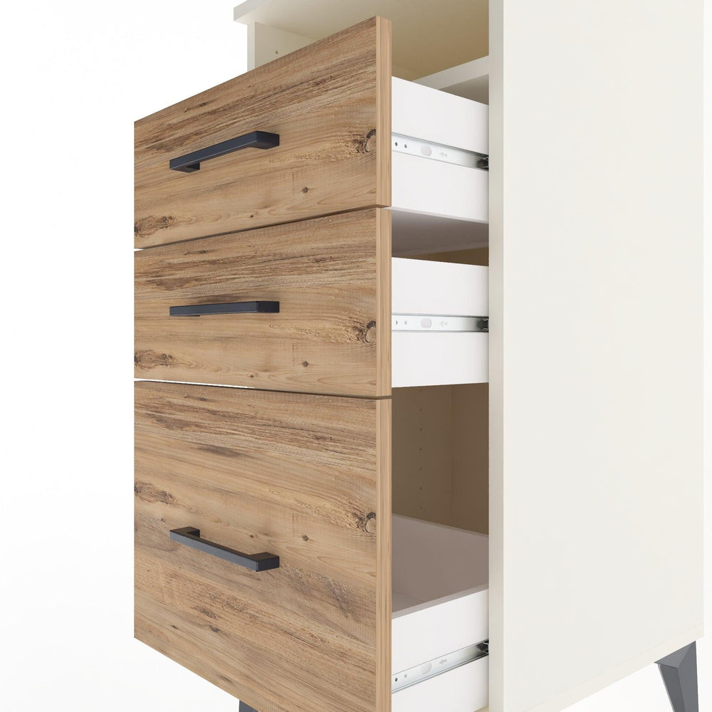 Woodntry Modular Nightstand Moonstone 44x44x84 cm with Drawer and Shelf CR10-1