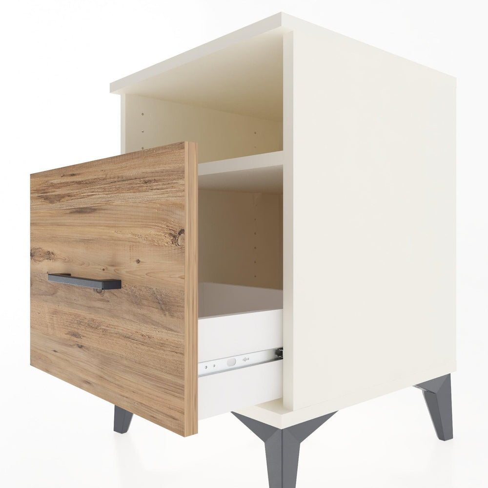 Woodntry Modular Nightstand Moonstone 44x44x52 cm with Drawer and Shelf CR10-1