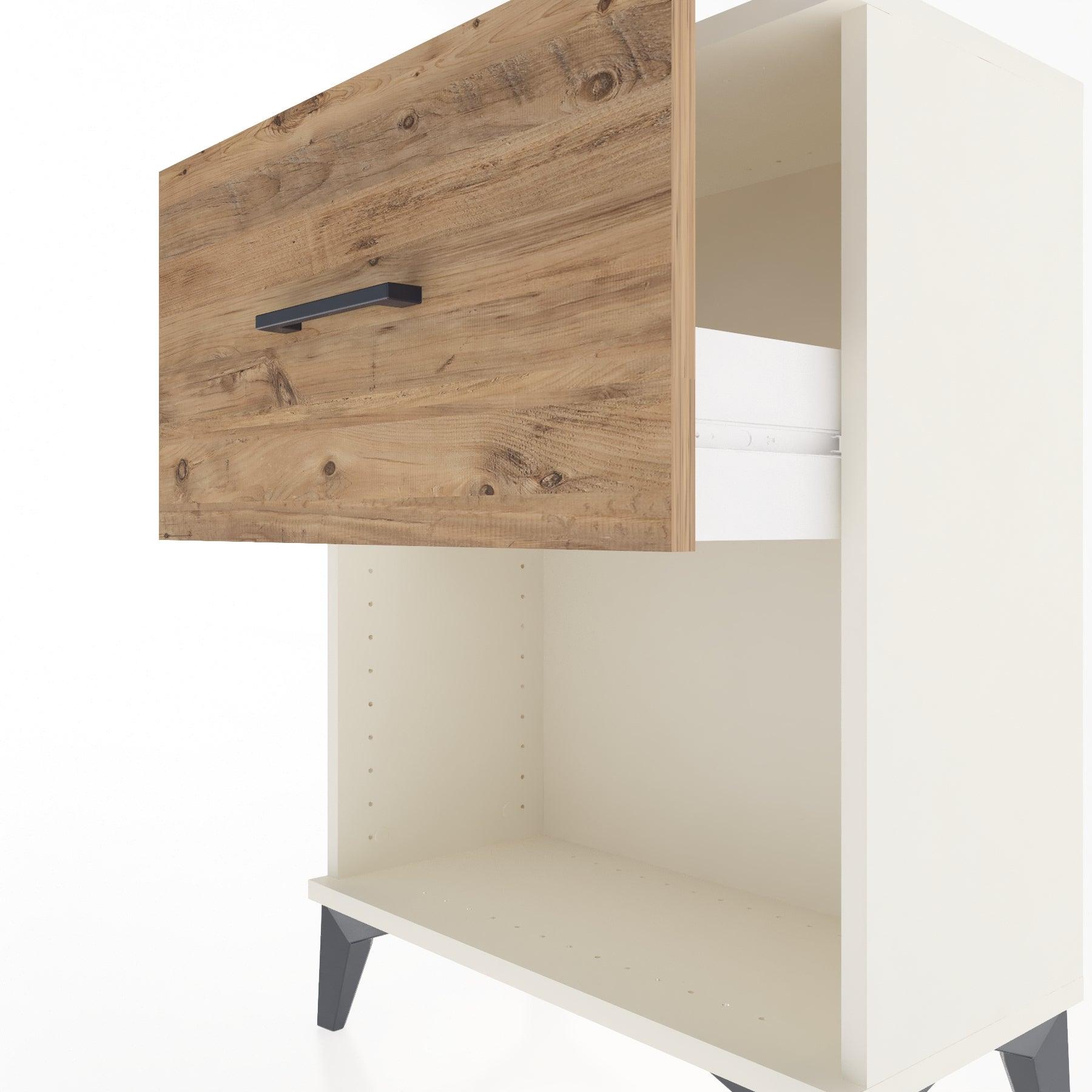 Woodntry Modular Nightstand Moonstone 60x30x68 cm with Drawer and Shelf CR10-1