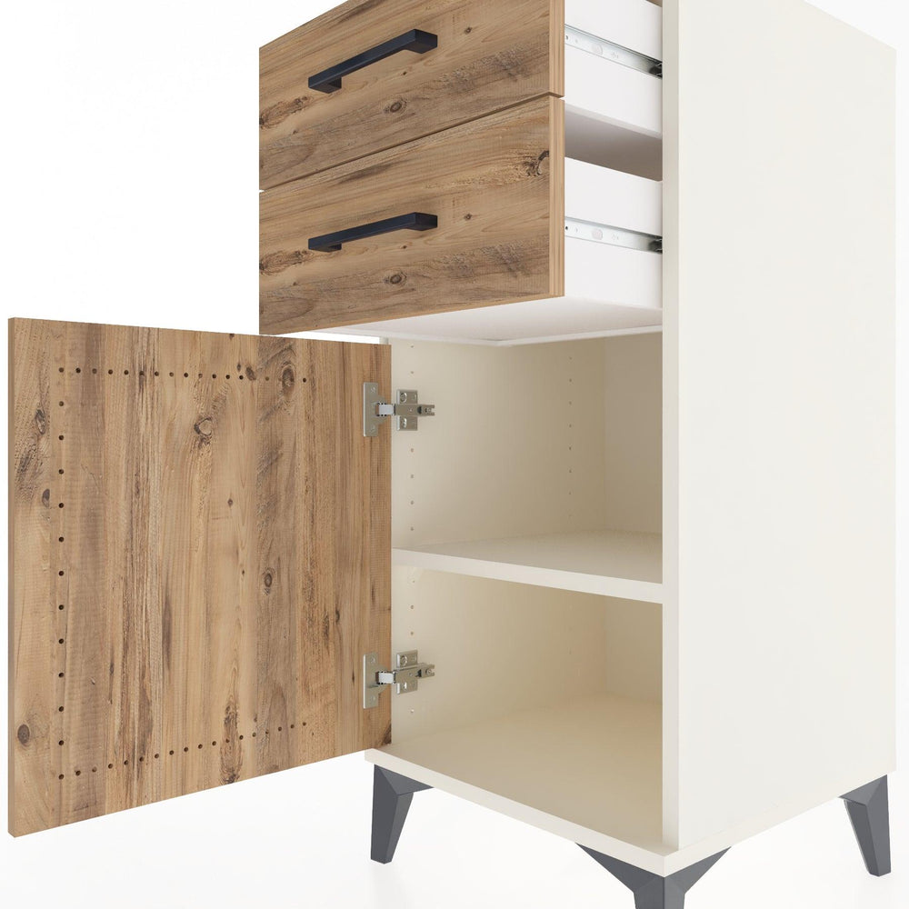 Woodntry Modular Nightstand Moonstone 44x44x84 cm with Cover and Drawer KC32-1