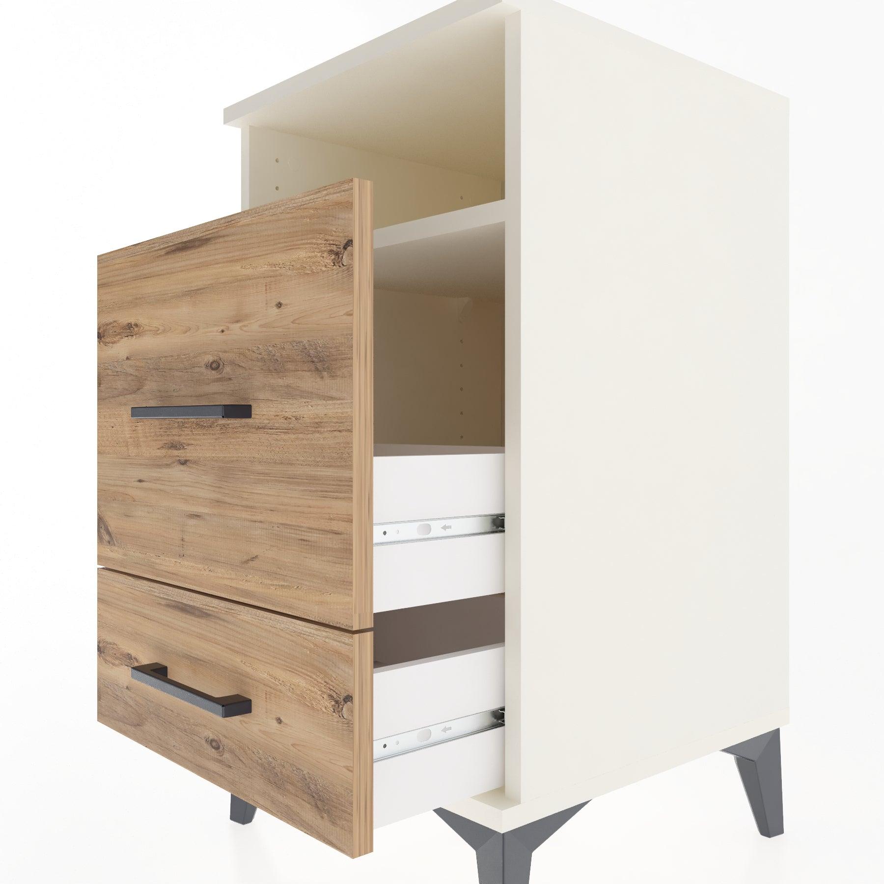 Woodntry Modular Nightstand Moonstone 44x44x68 cm with Drawer and Shelf CR10-1