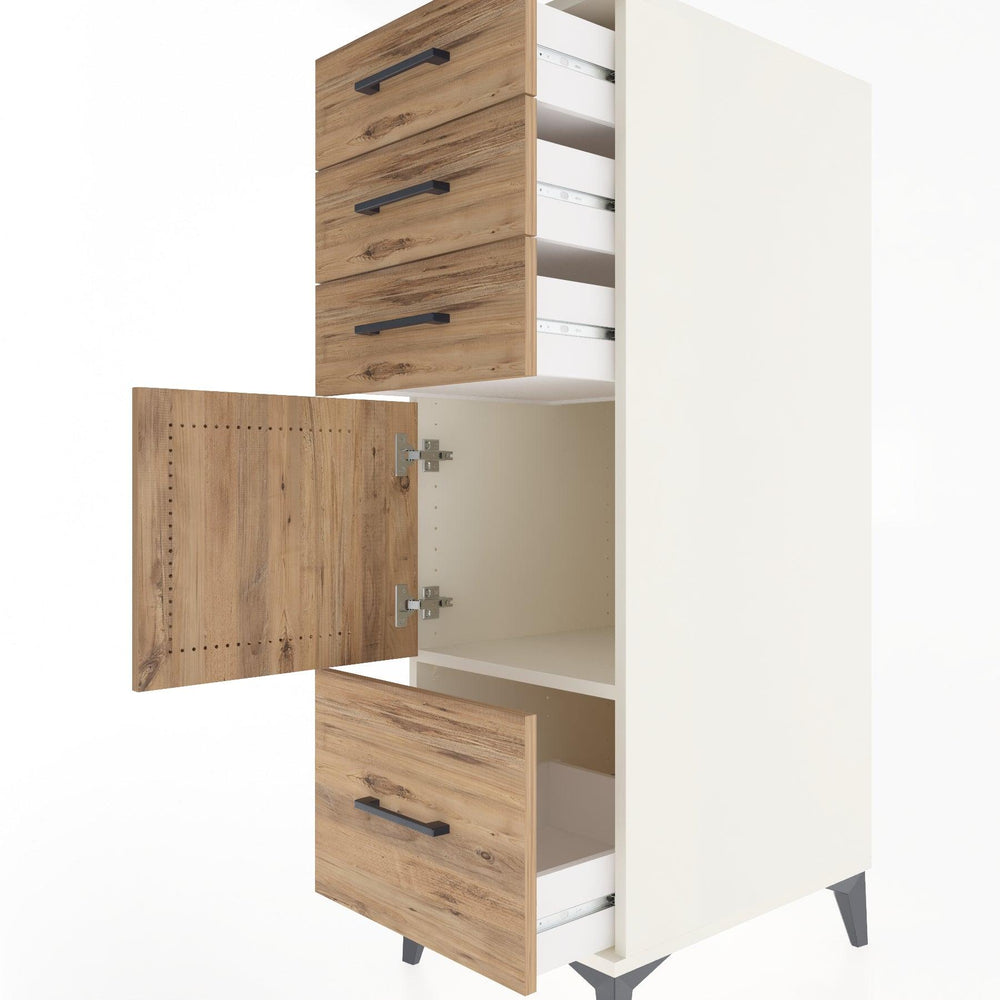 Woodntry Modular Cabinet Moonstone 44x30x122 cm with Doors and Drawers KC10-1