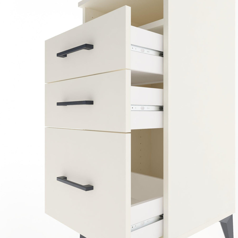 Woodntry Modular Nightstand Moonstone 44x44x84 cm with Drawer and Shelf CR10-1