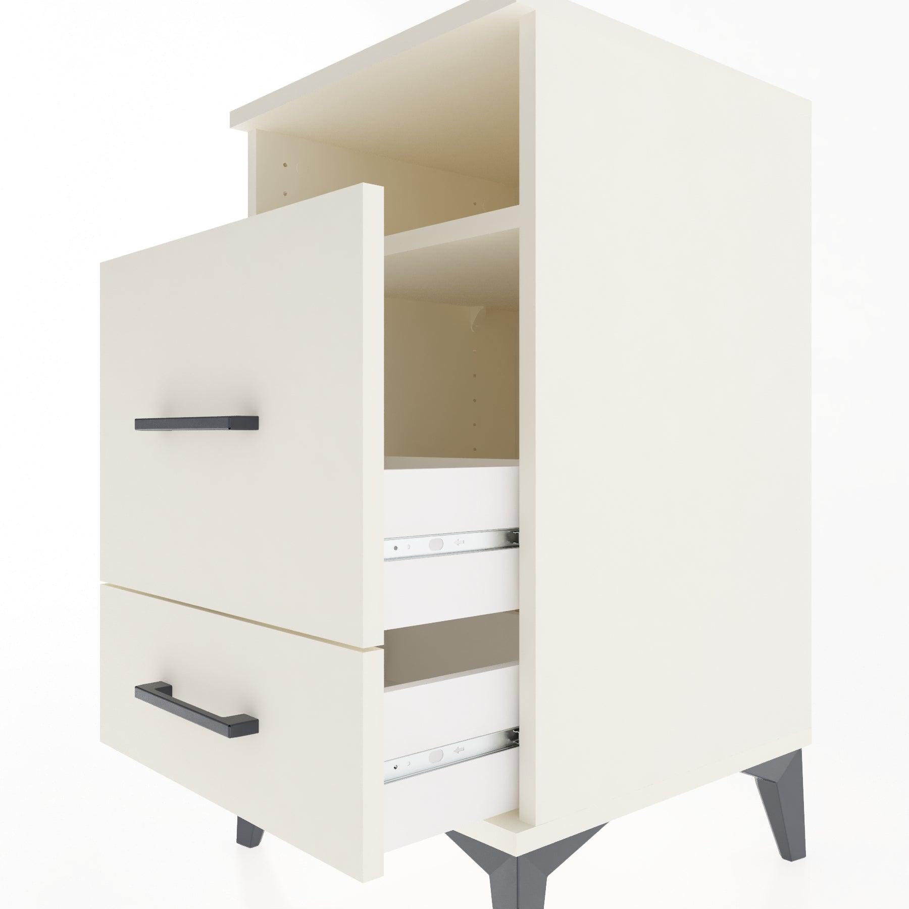 Woodntry Modular Nightstand Moonstone 44x44x68 cm with Drawer and Shelf CR10-1