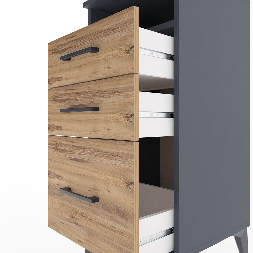 Woodntry Modular Nightstand Anthracite 44x44x84 cm with Drawers and Shelves CR10-2