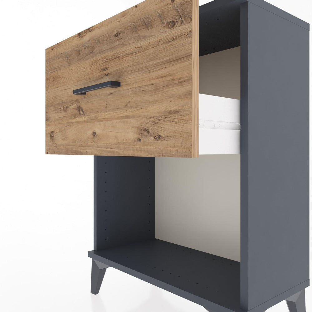 Woodntry Modular Nightstand Anthracite 60x30x68 cm with Drawer and Shelf CR10-2