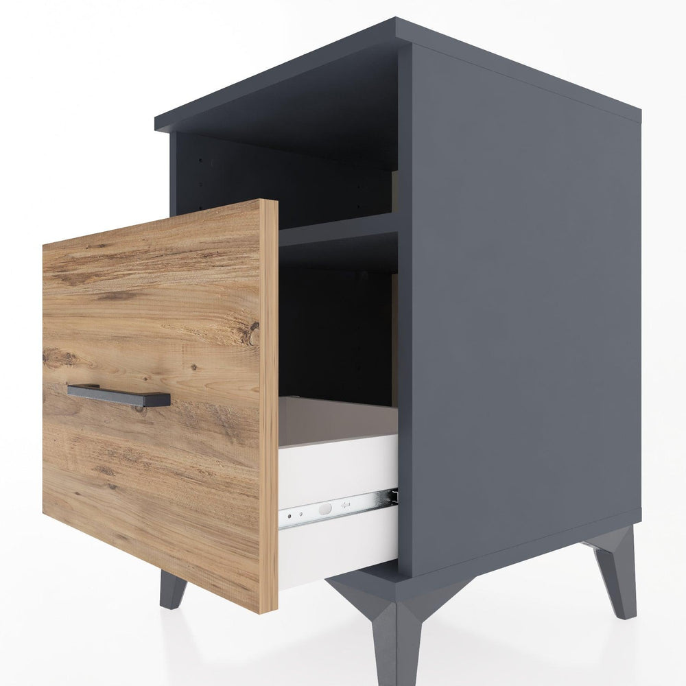 Woodntry Modular Nightstand Anthracite 44x44x52 cm with Drawers and Shelves CR10-2