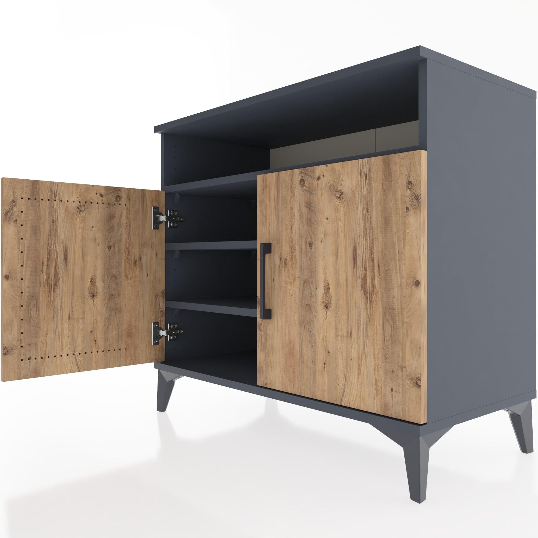 Woodntry Modüler Şifonyer Antrasit 88x44x68 cm Kapaklı ve Raflı KR10-2