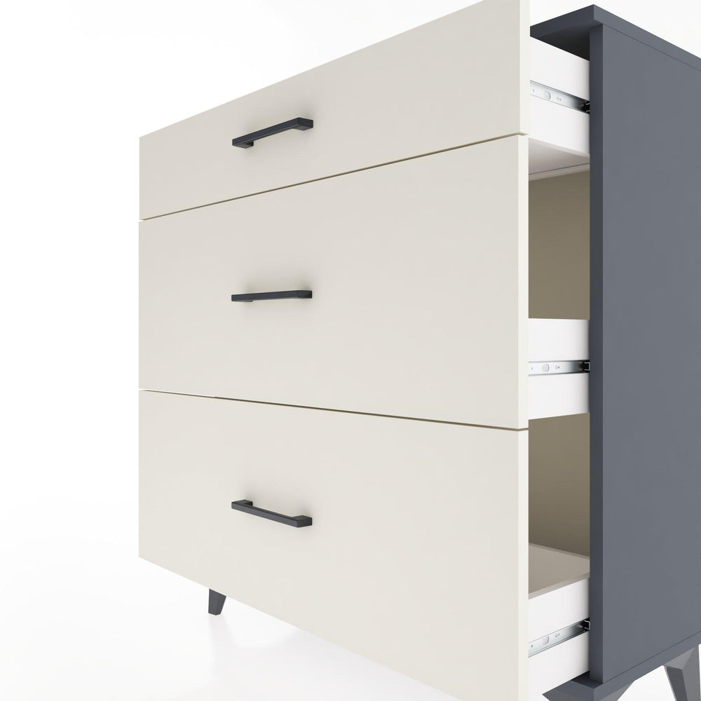 Woodntry Modüler Şifonyer Antrasit 88x30x84 cm Çekmeceli C10-2