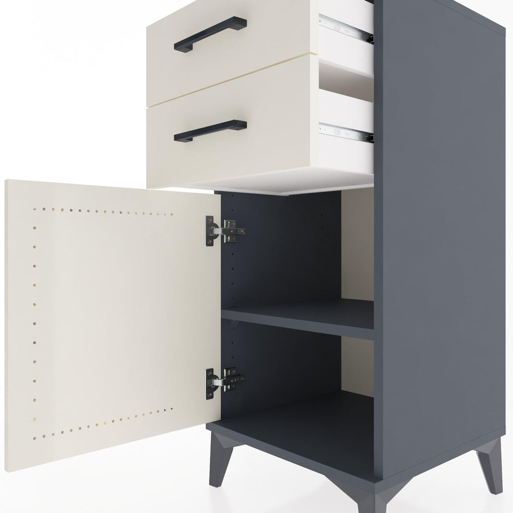 Woodntry Modular Nightstand Anthracite 44x44x84 cm with Cover and Drawer KC32-2