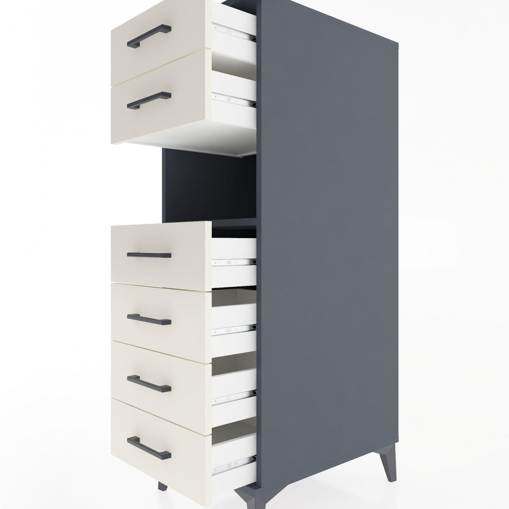 Woodntry Modular Cabinet Anthracite 44x30x122 cm with Drawers and Shelves CR60-2