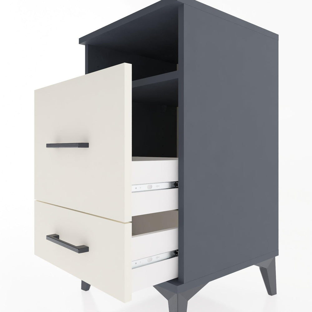 Woodntry Modular Nightstand Anthracite 44x44x68 cm with Drawers and Shelves CR10-2