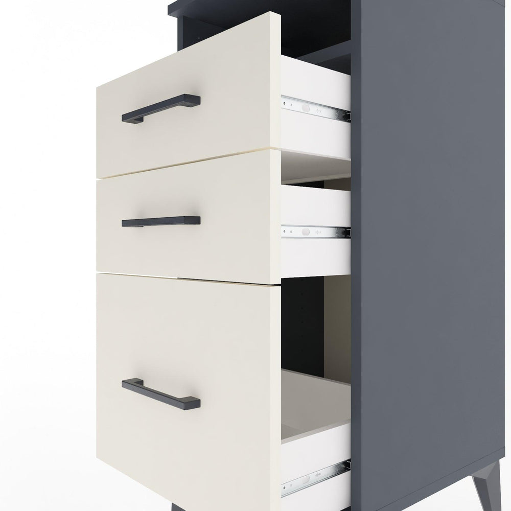 Woodntry Modular Nightstand Anthracite 44x44x84 cm with Drawers and Shelves CR10-2