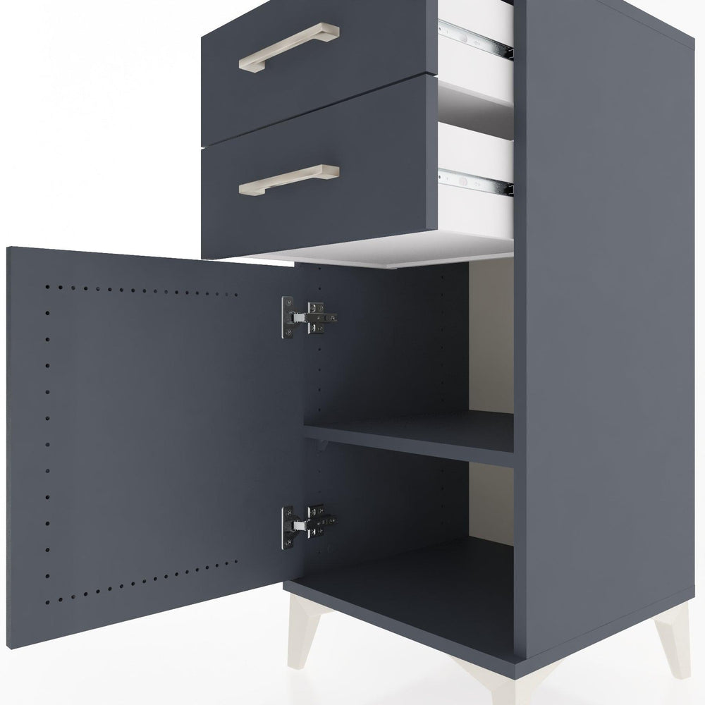 Woodntry Modular Nightstand Anthracite 44x44x84 cm with Cover and Drawer KC32-2