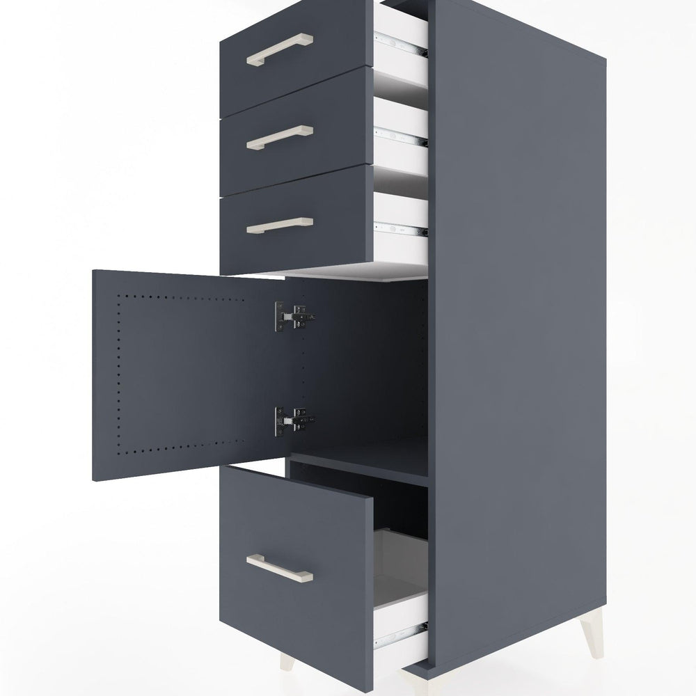 Woodntry Modüler Dolap Antrasit 44x30x122 cm Kapaklı ve Çekmeceli KC10-2