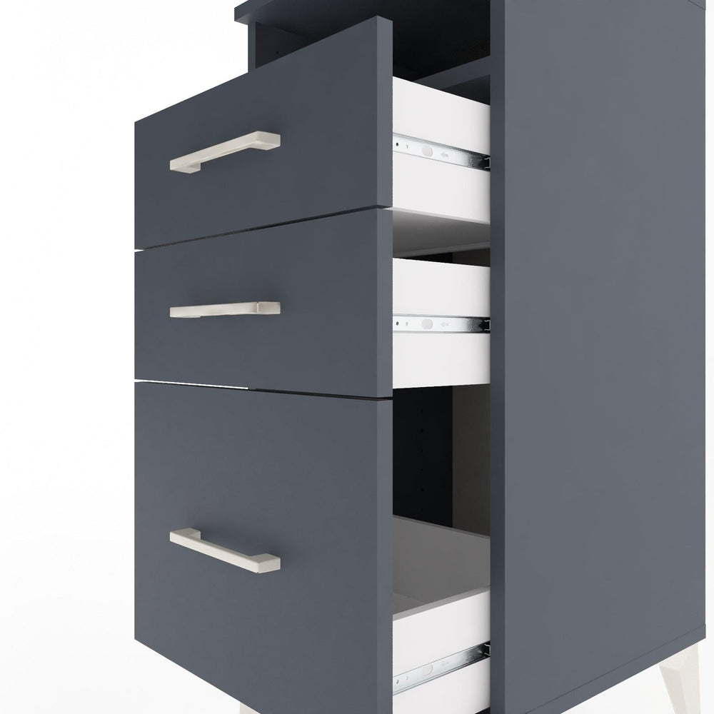Woodntry Modular Nightstand Anthracite 44x44x84 cm with Drawers and Shelves CR10-2
