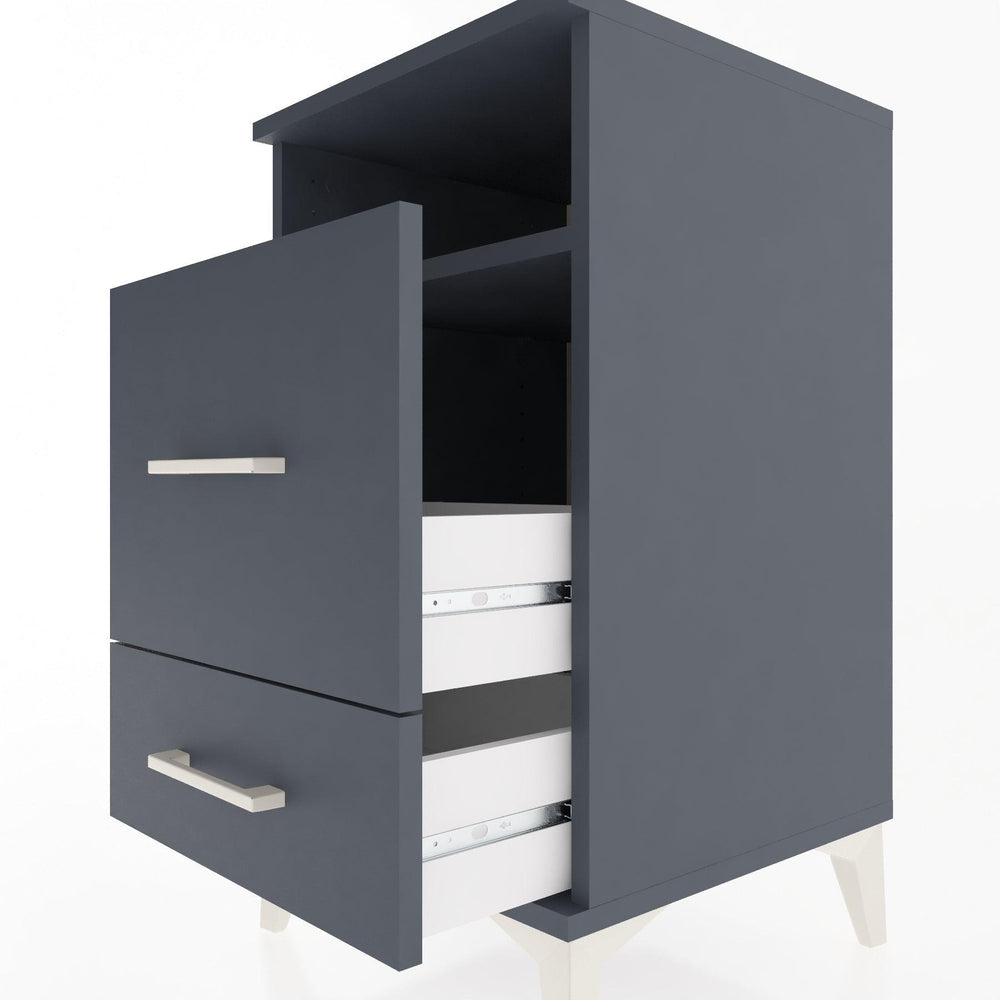 Woodntry Modular Nightstand Anthracite 44x44x68 cm with Drawers and Shelves CR10-2
