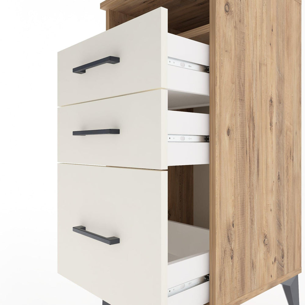 Woodntry Modular Nightstand Pine 44x44x84 cm with Drawers and Shelves CR10-3