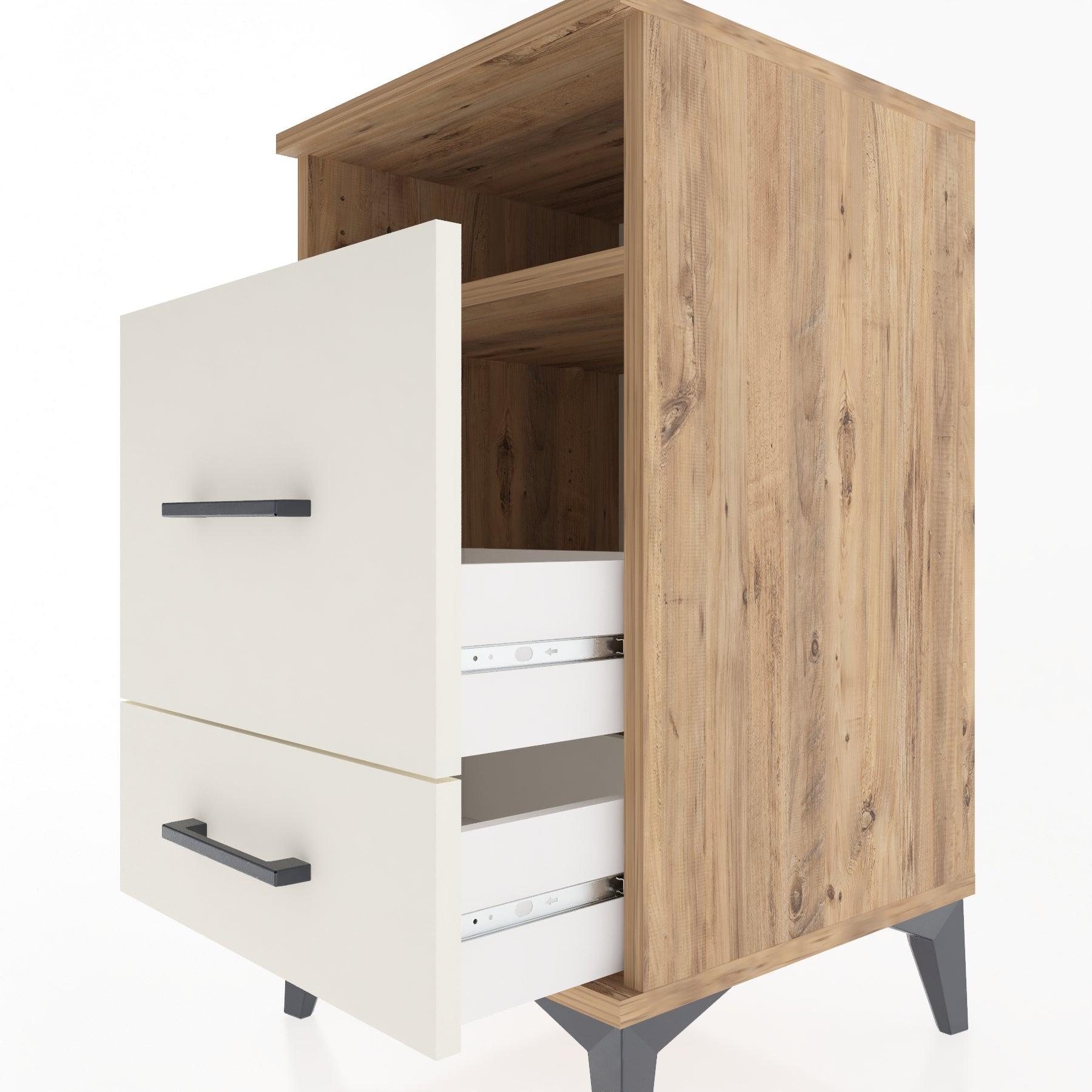 Woodntry Modular Nightstand Pine 44x44x68 cm with Drawers and Shelves CR10-3