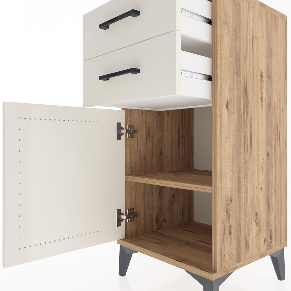 Woodntry Modular Nightstand Pine 44x44x84 cm with Cover and Drawer KC32-3