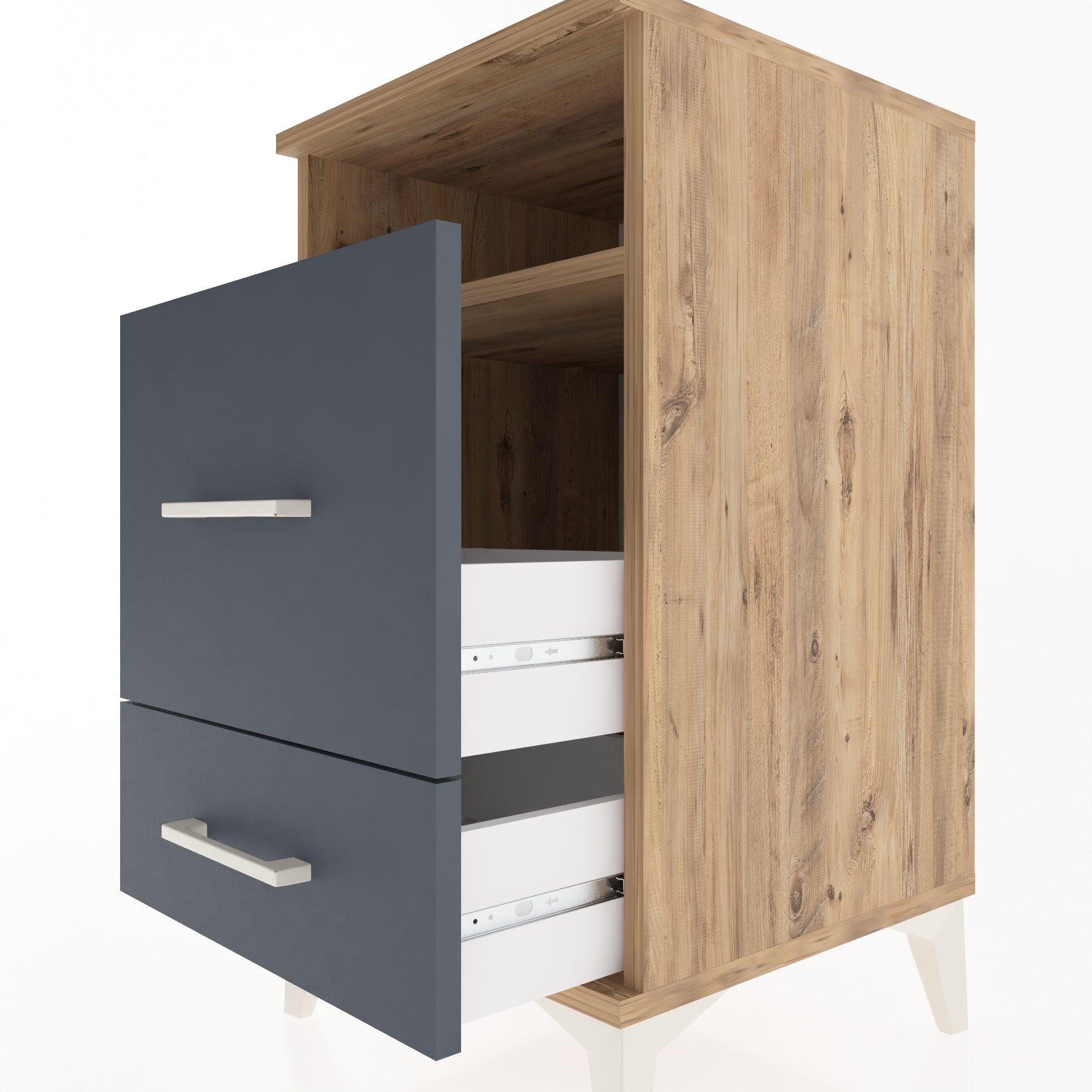 Woodntry Modular Nightstand Pine 44x44x68 cm with Drawers and Shelves CR10-3