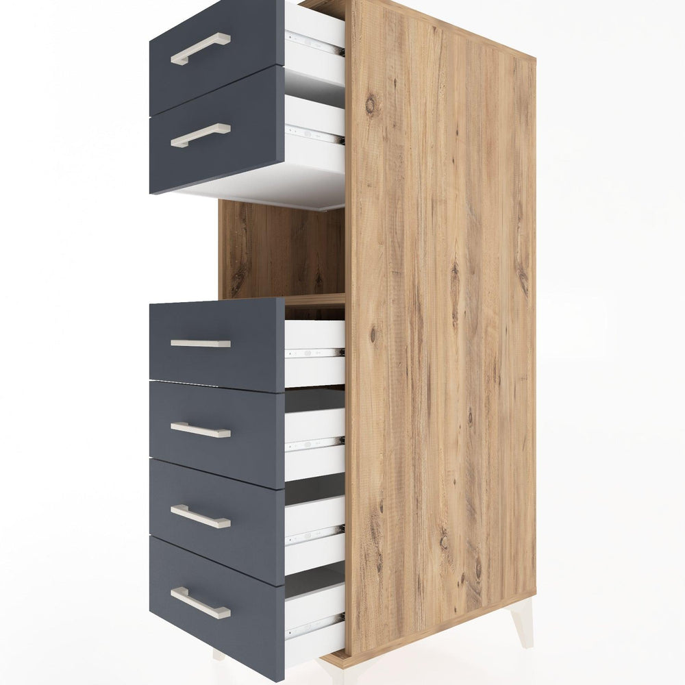 Woodntry Modular Cabinet Pine 44x30x122 cm with Drawers and Shelves CR60-3