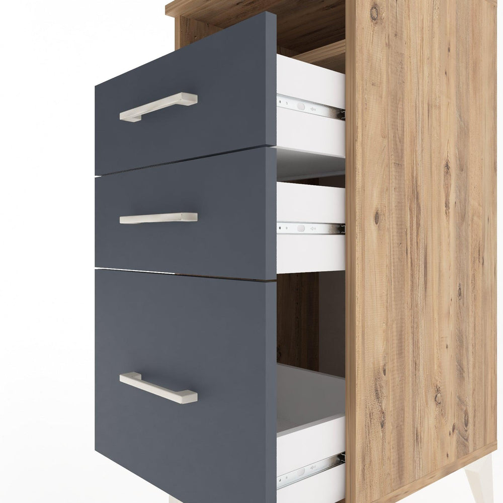 Woodntry Modular Nightstand Pine 44x44x84 cm with Drawers and Shelves CR10-3