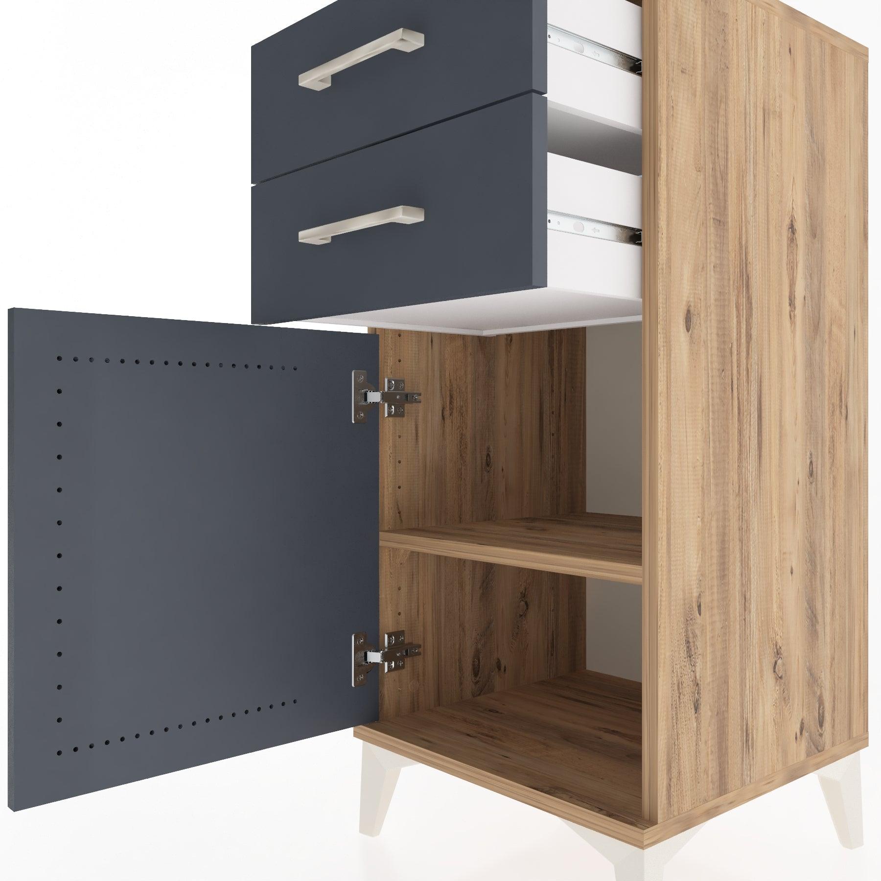 Woodntry Modular Nightstand Pine 44x44x84 cm with Cover and Drawer KC32-3