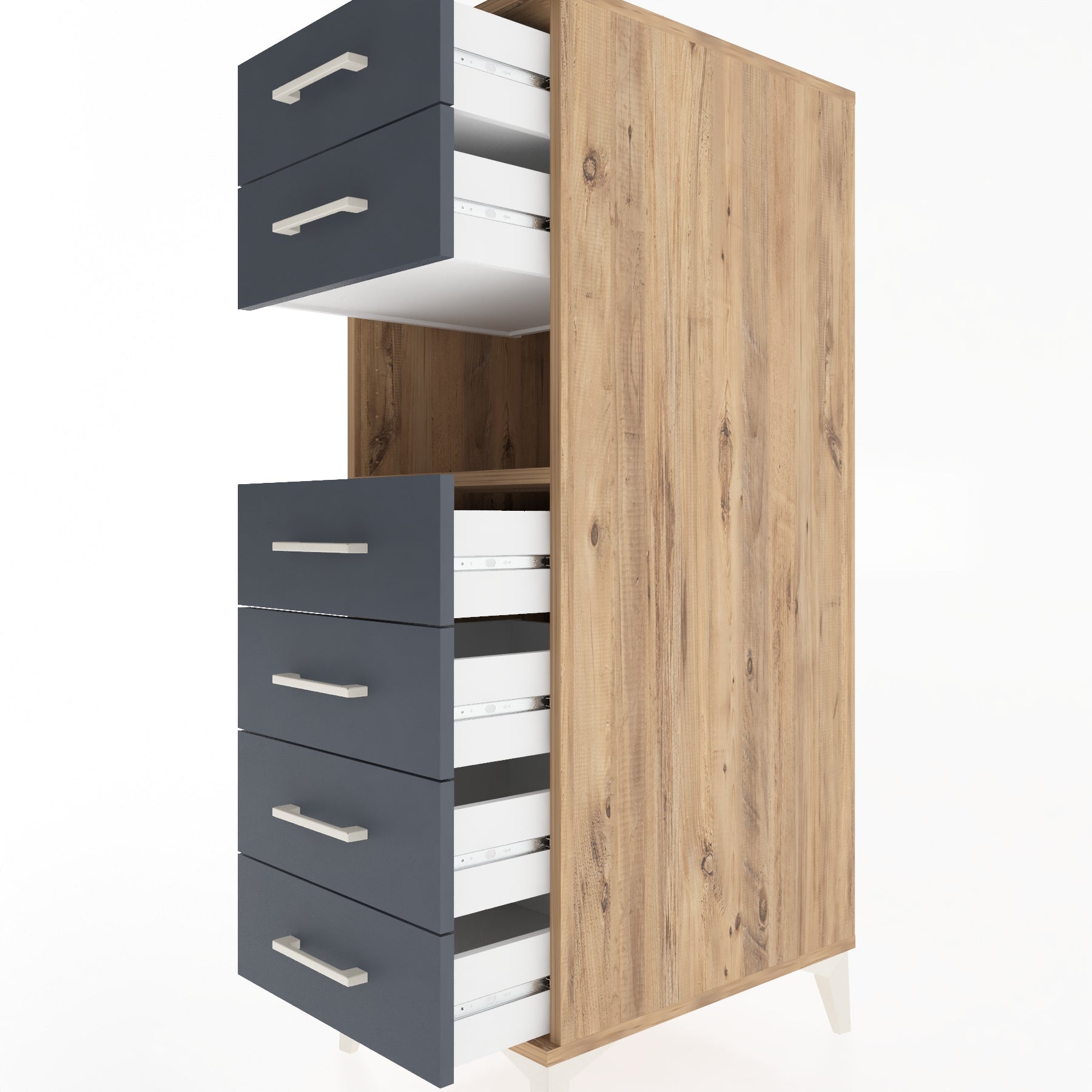Woodntry Modular Cabinet Pine 44x59x122 cm with Drawers and Shelves CR60-3