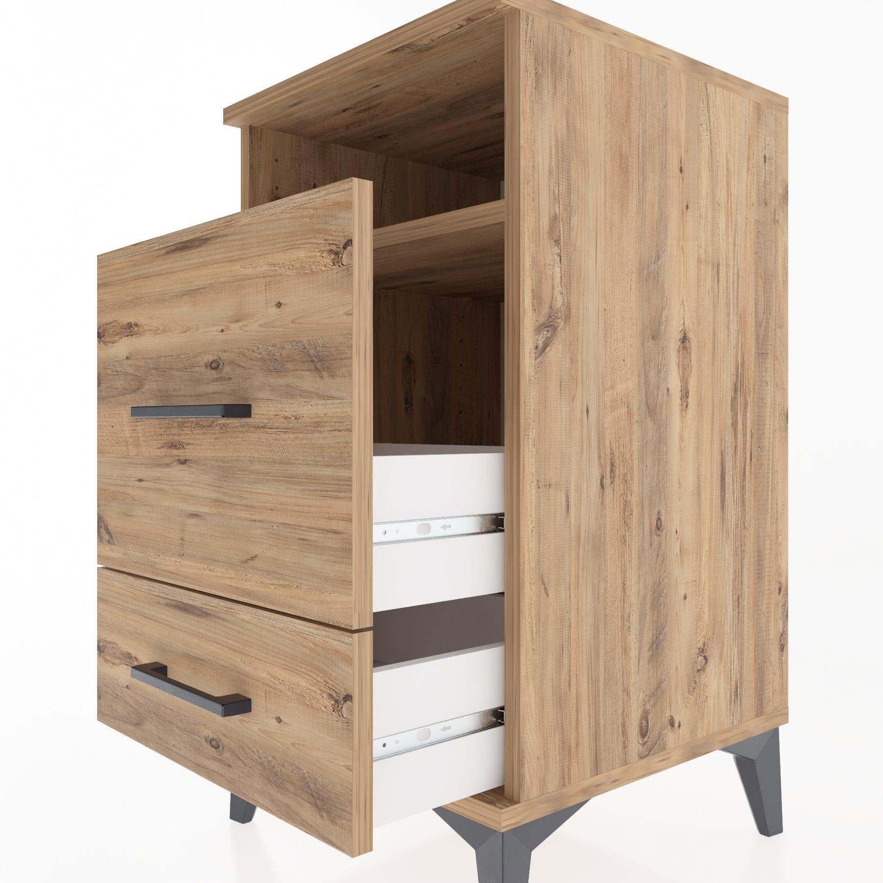 Woodntry Modular Nightstand Pine 44x44x68 cm with Drawers and Shelves CR10-3
