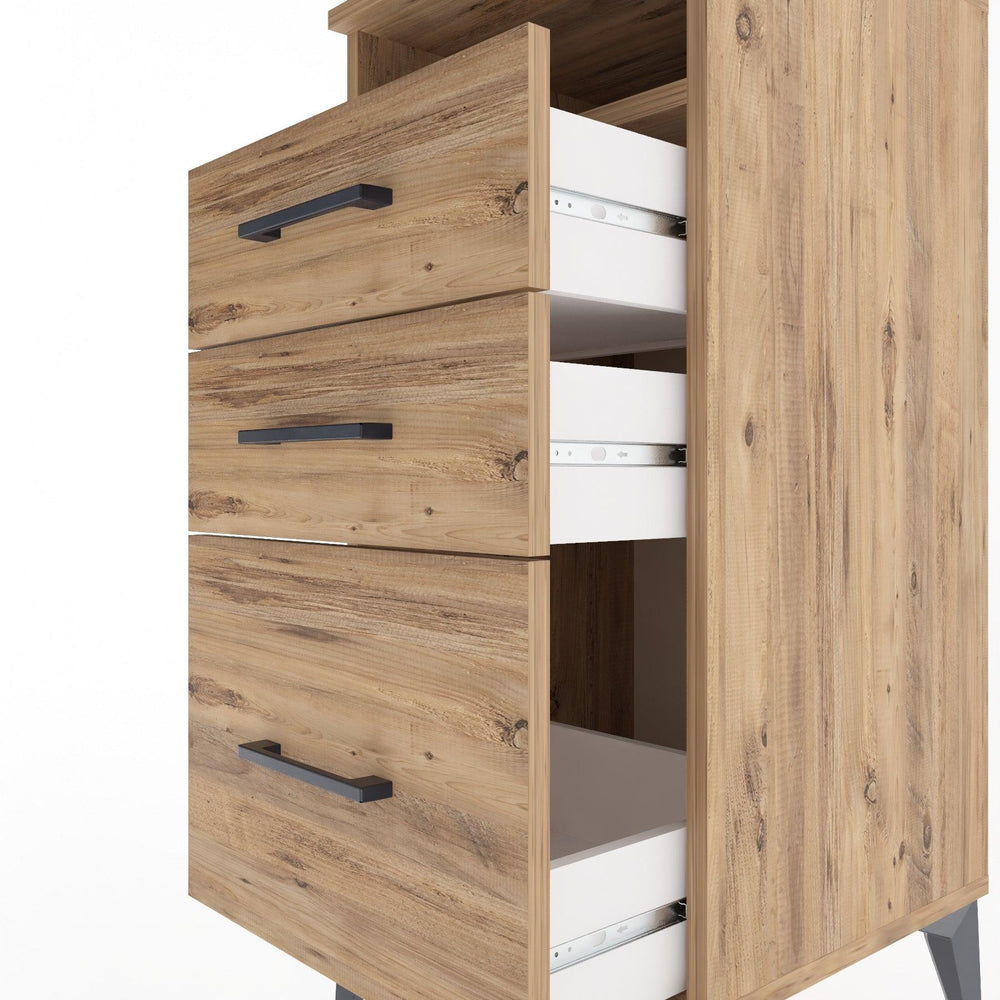 Woodntry Modular Nightstand Pine 44x44x84 cm with Drawers and Shelves CR10-3