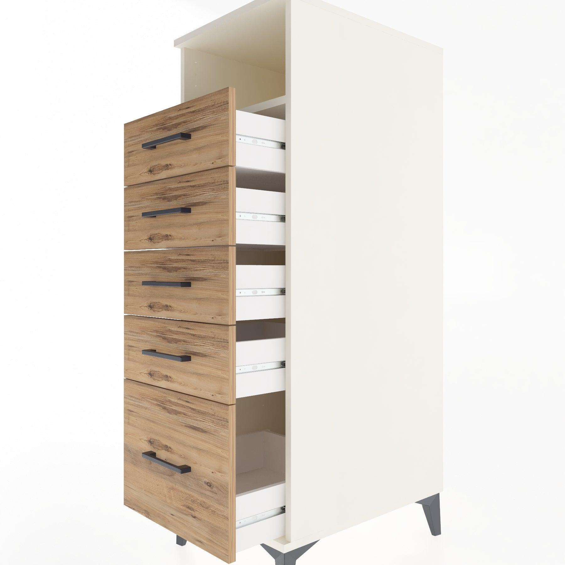 Woodntry Modular Cabinet Moonstone 44x30x122 cm with Drawers and Shelves CR111-1